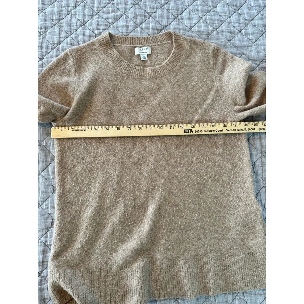 J.Crew Extra-Soft Crewneck Sweater‎ Tan Camel Heather Wool Blend Small S